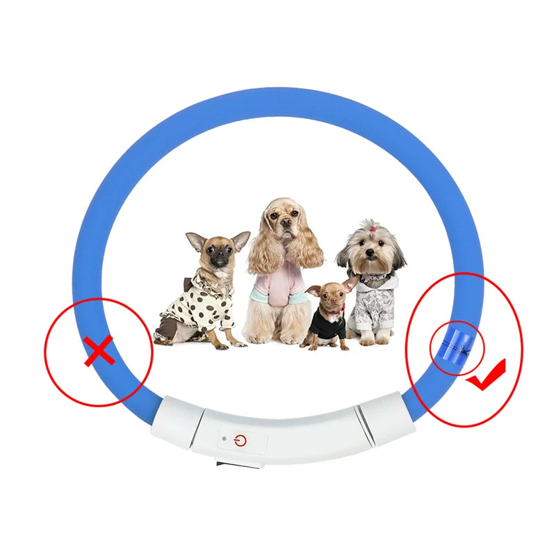 Multicolor LED Pet Dog Collar Cat Puppy Necklace Adjustable USB Rechargeable Cuttable Neck Ring Safety Night Glowing Waterproof