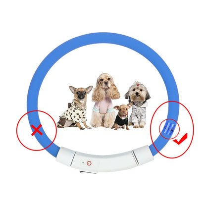 Multicolor LED Pet Dog Collar Cat Puppy Necklace Adjustable USB Rechargeable Cuttable Neck Ring Safety Night Glowing Waterproof
