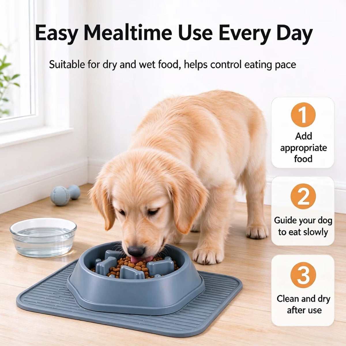 Slow Feeder Dog Bowl Anti-Anxiety Puppy Food Bowl Anti-Choking Pet Slow Eating Dog Dishes Puzzle Feeders for Dogs Small Medium