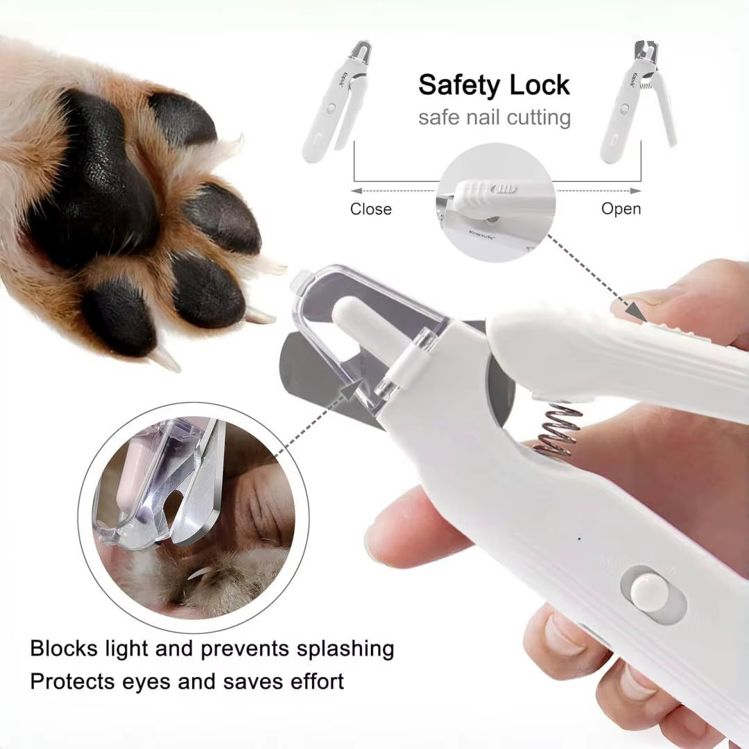 Pet Nail Clippers, Quiet Pet Nail Grinder with 2 LED Lights for Large Medium Small Puppy Dogs and Cats, Pet Nail Grooming Tool