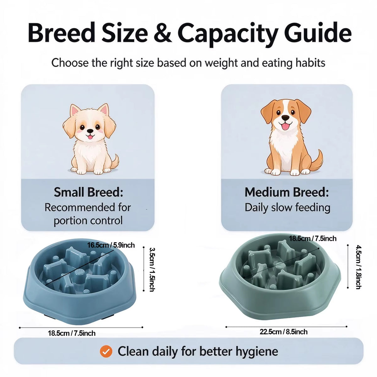 Slow Feeder Dog Bowl Anti-Anxiety Puppy Food Bowl Anti-Choking Pet Slow Eating Dog Dishes Puzzle Feeders for Dogs Small Medium
