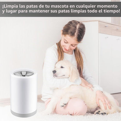 Limpiador Patas Perro, Lava Patas Con Toalla, Blanco Grisáceo