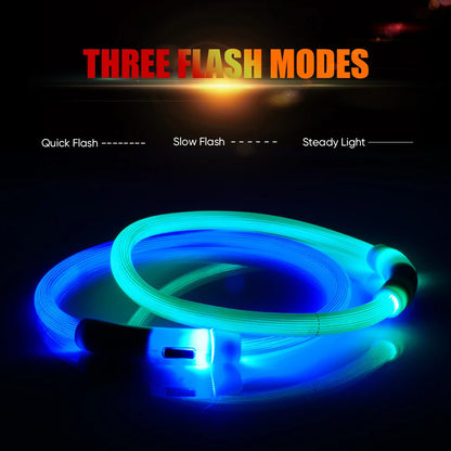 Multicolor LED Pet Dog Collar Cat Puppy Necklace Adjustable USB Rechargeable Cuttable Neck Ring Safety Night Glowing Waterproof