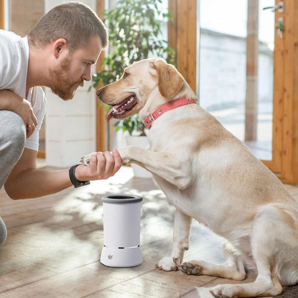 Limpiador Automático de Patas para Perros, Lavadora de Mascotas USB 360° con Cepillo de Silicona Desmontable para Eliminar Barro y Arena