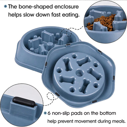 Slow Feeder Dog Bowl Anti-Anxiety Puppy Food Bowl Anti-Choking Pet Slow Eating Dog Dishes Puzzle Feeders for Dogs Small Medium