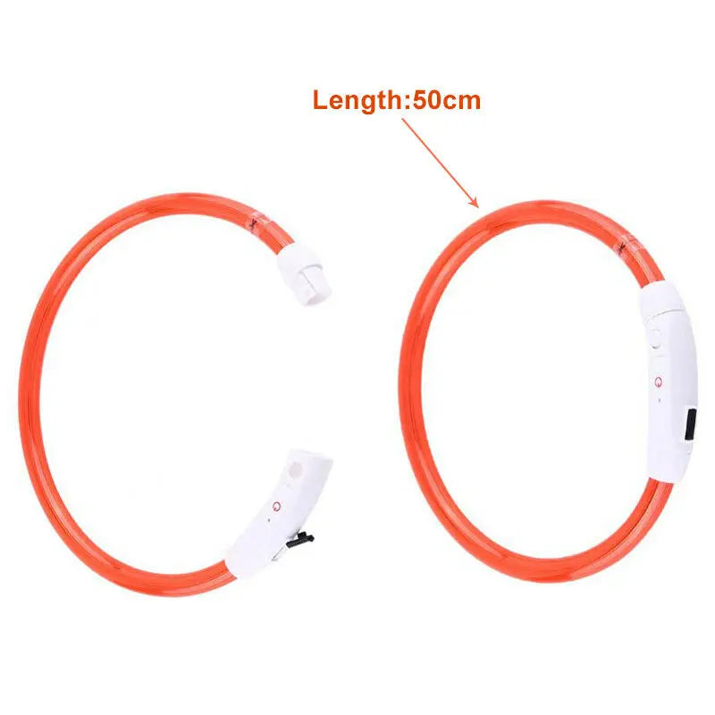 Multicolor LED Pet Dog Collar Cat Puppy Necklace Adjustable USB Rechargeable Cuttable Neck Ring Safety Night Glowing Waterproof